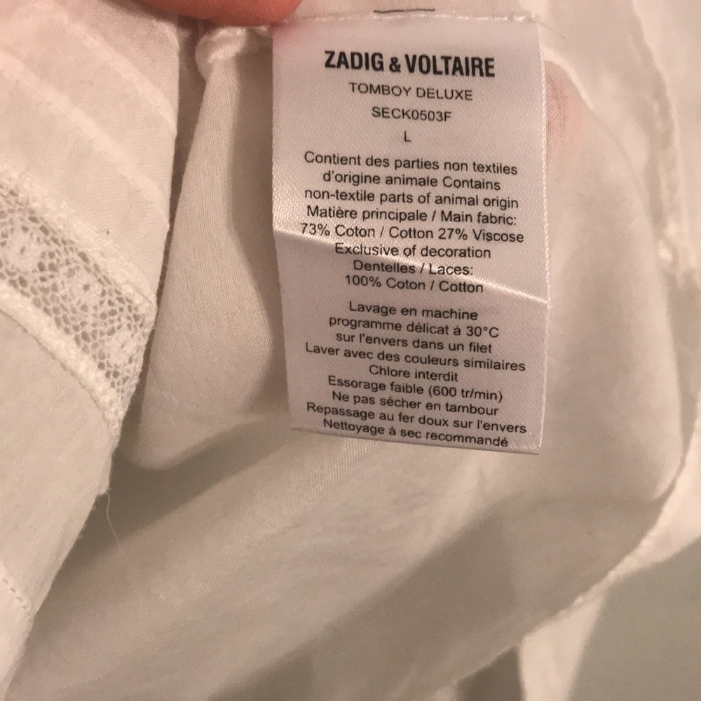Zadig & Voltaire Deluxe White Feminine Button-down White Blouse - Picture 5 of 9